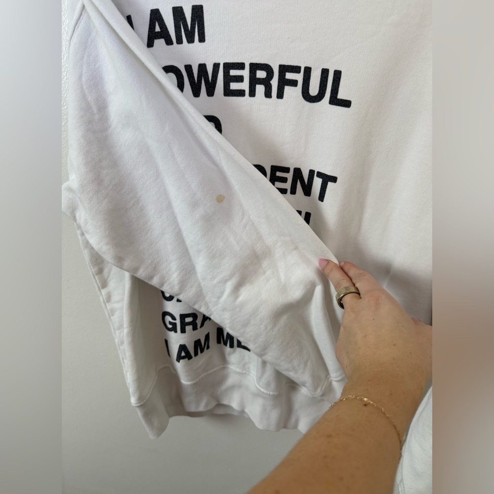 Anine Bing Ramona Empowerment Sweatshirt In White Medium - Picture 4 of 7
